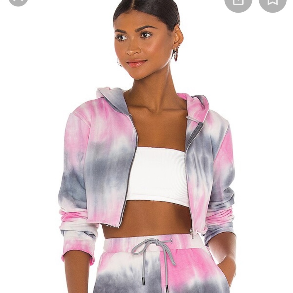 Superdown Charli Crop Hoodie & Short Set in Pink Multi